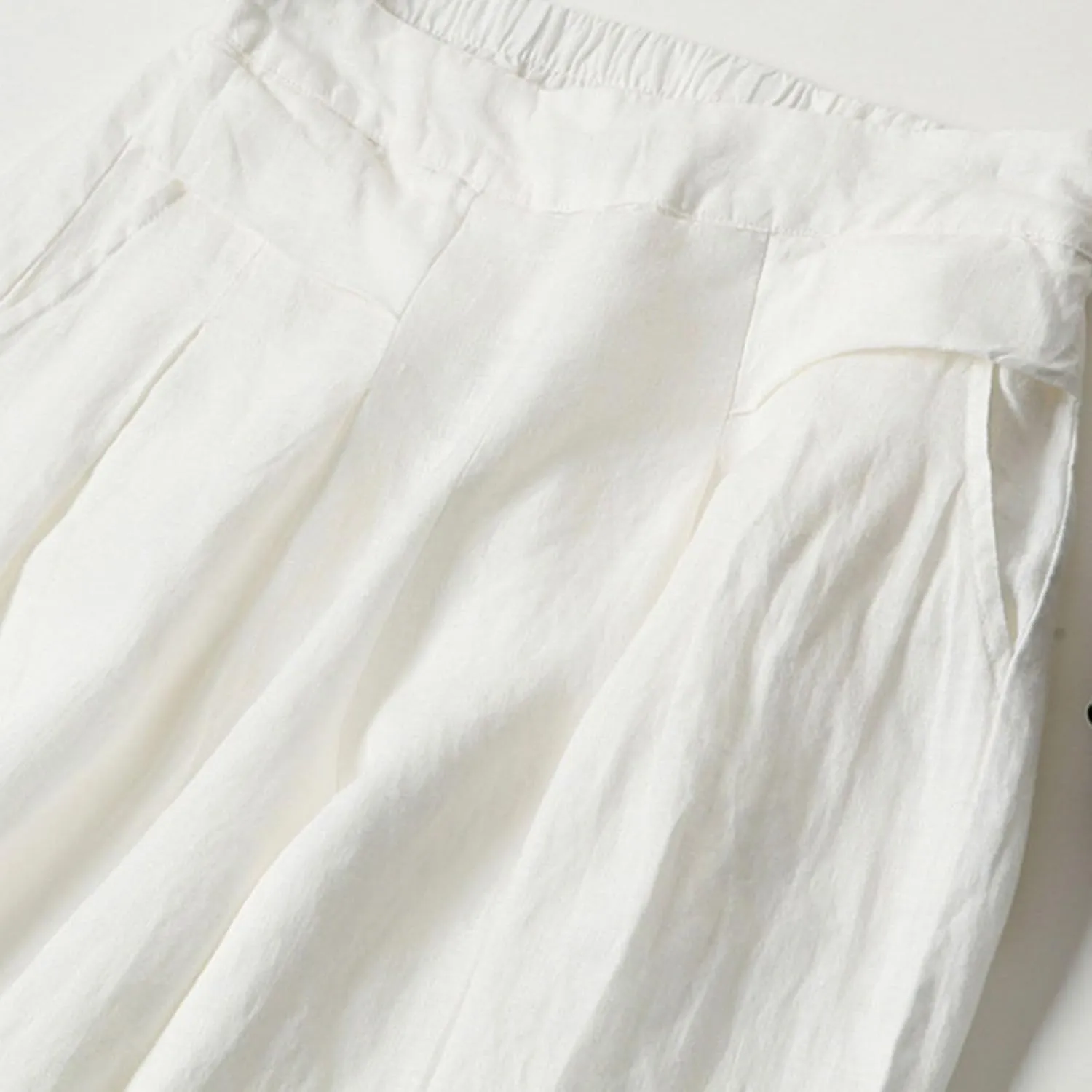 Kubbon Women's Cotton Linen High Waisted Palazzo Pants Wide Leg Lounge Pants Flowy Summer Drawstring Slimming Trousers