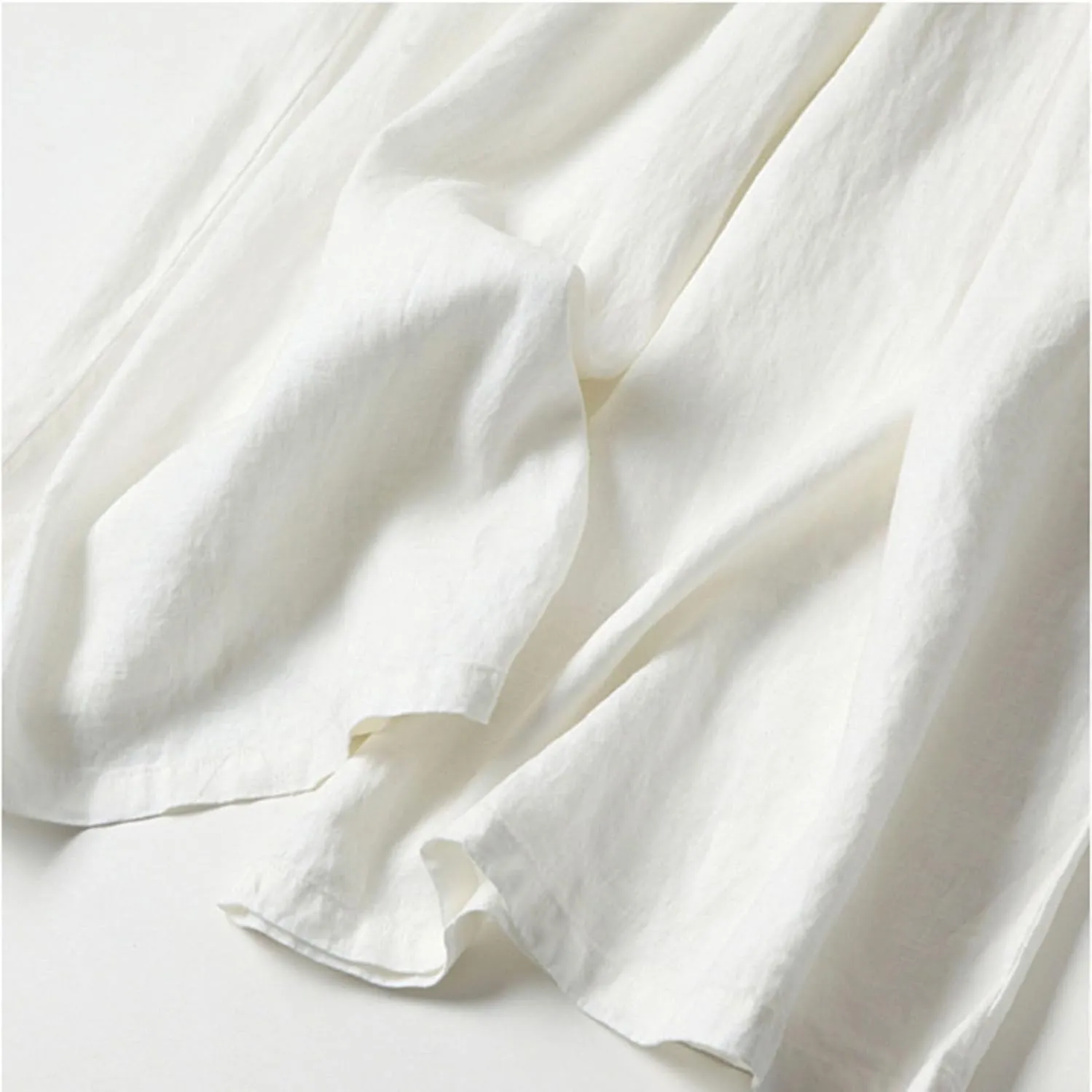 Kubbon Women's Cotton Linen High Waisted Palazzo Pants Wide Leg Lounge Pants Flowy Summer Drawstring Slimming Trousers