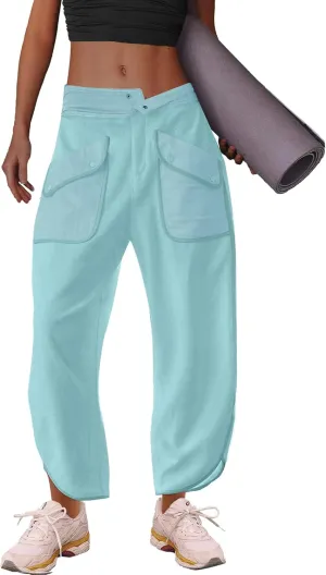 LAMISSCHE Oversized Barrel Lounge Pants Women Wide Leg Sweatpants with Pockets Baggy Cropped Pants
