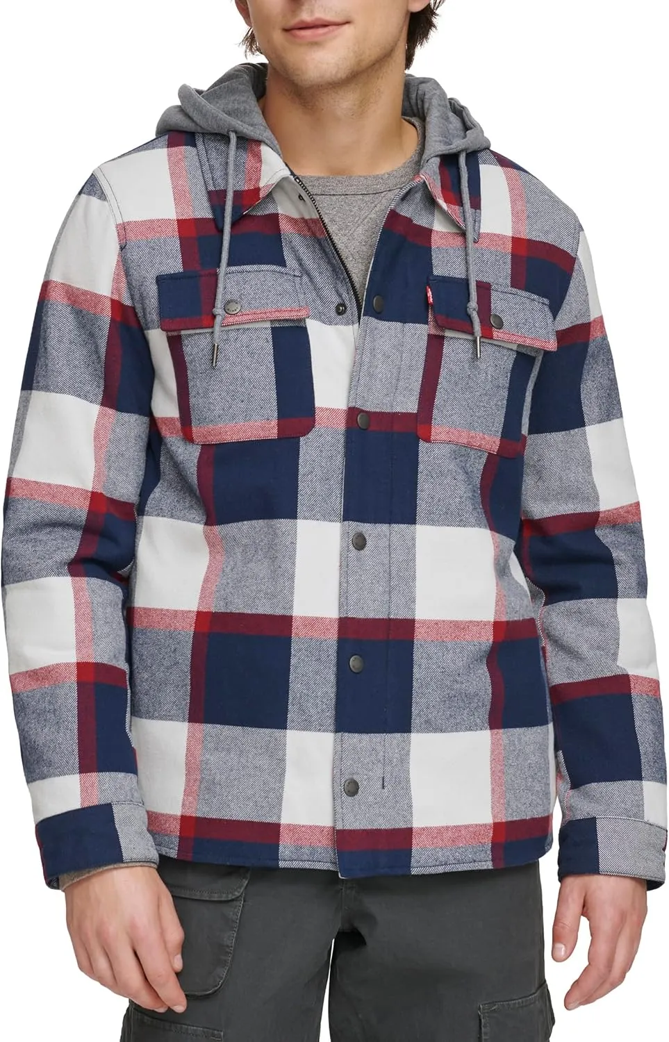 Levi's Mens Plaid Sherpa Lined Hooded Shirt Jacket (Regular & Big & Tall Sizes)