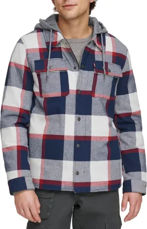 Levi's Mens Plaid Sherpa Lined Hooded Shirt Jacket (Regular & Big & Tall Sizes)
