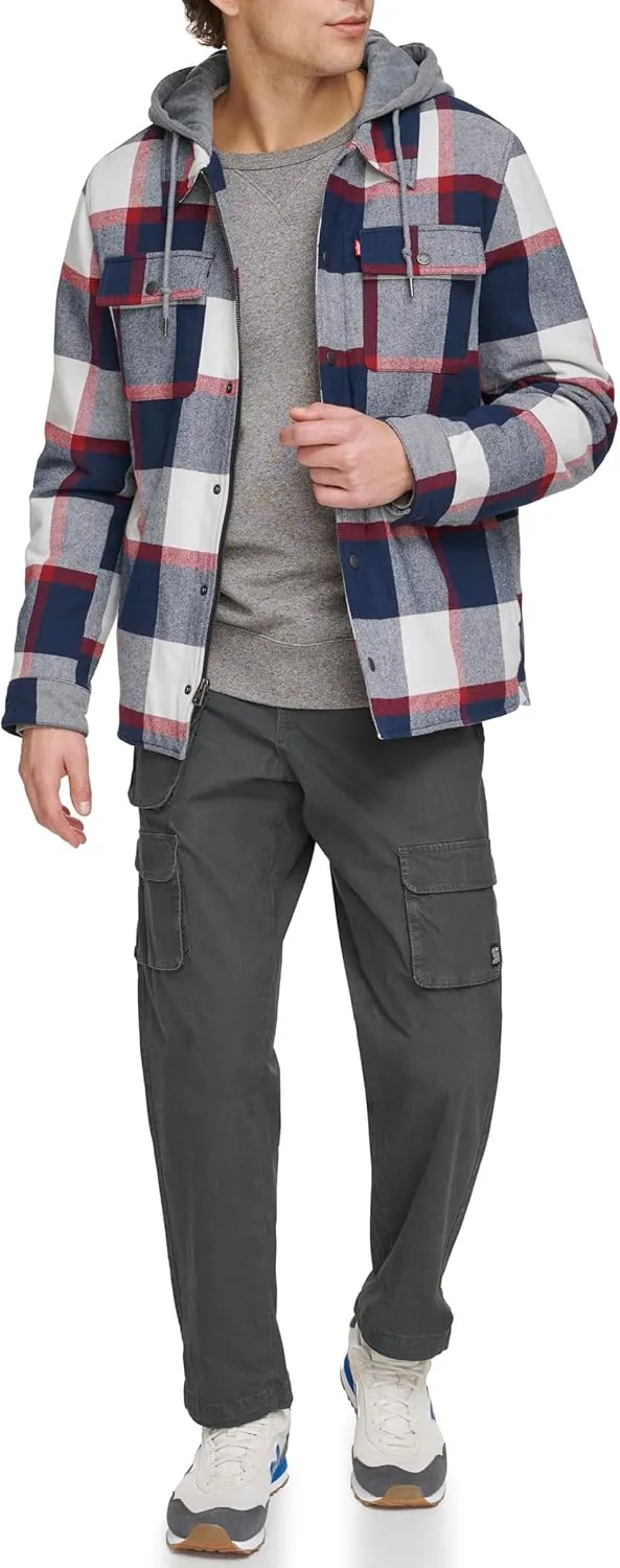 Levi's Mens Plaid Sherpa Lined Hooded Shirt Jacket (Regular & Big & Tall Sizes)