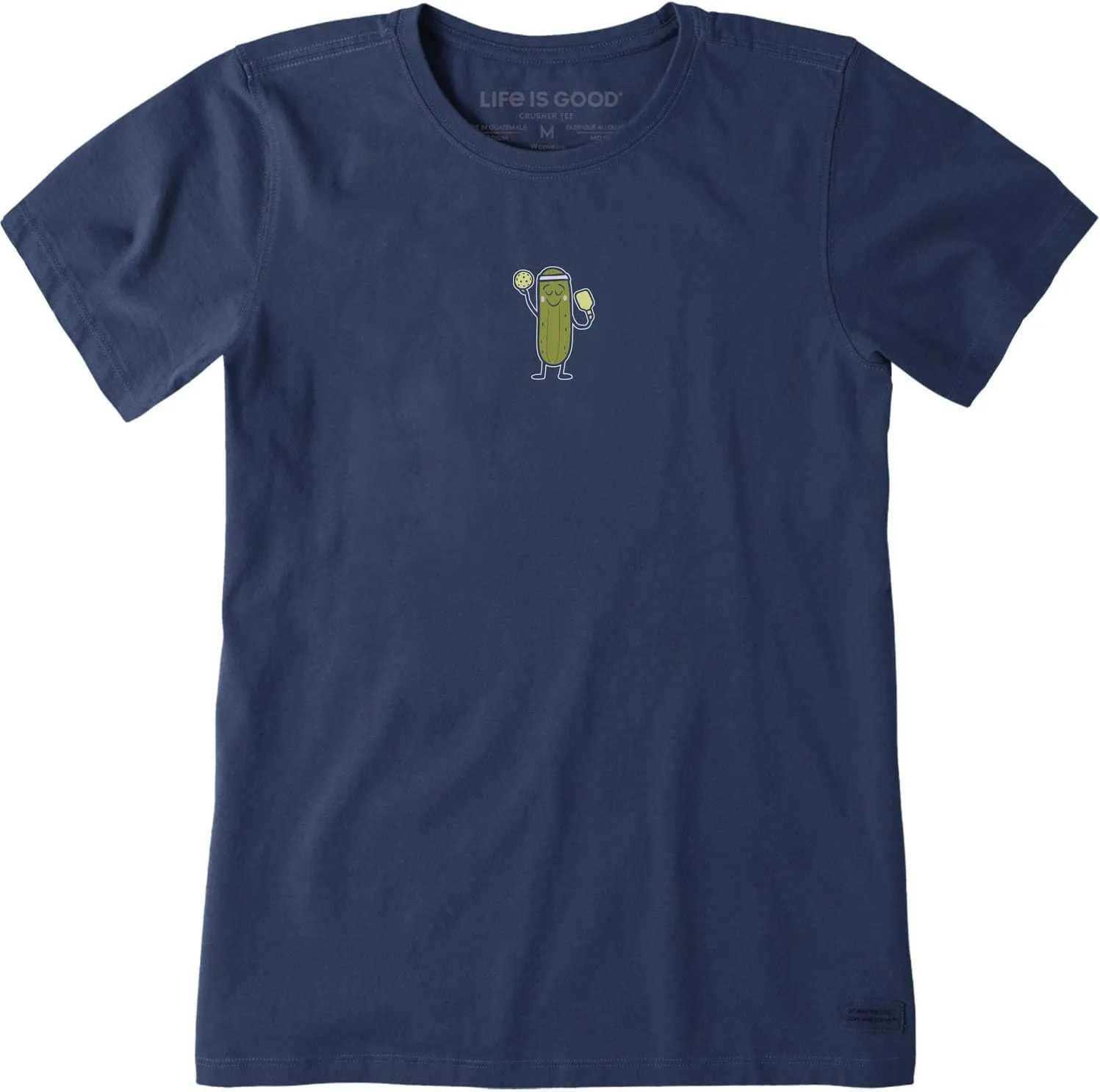 Life is Good - Womens Quirky Pickle Person Crusher T-Shirt, Color Darkest Blue, Size: XX-Large