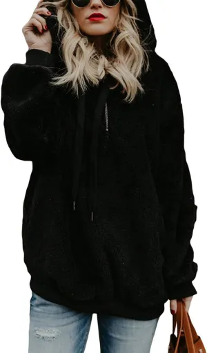 LOAIHA Western Fuzzy Fleece Hoodies for women Aztec Print Half Zip Sherpa Pullover Oversized Tribal Graphic Sweatshirts