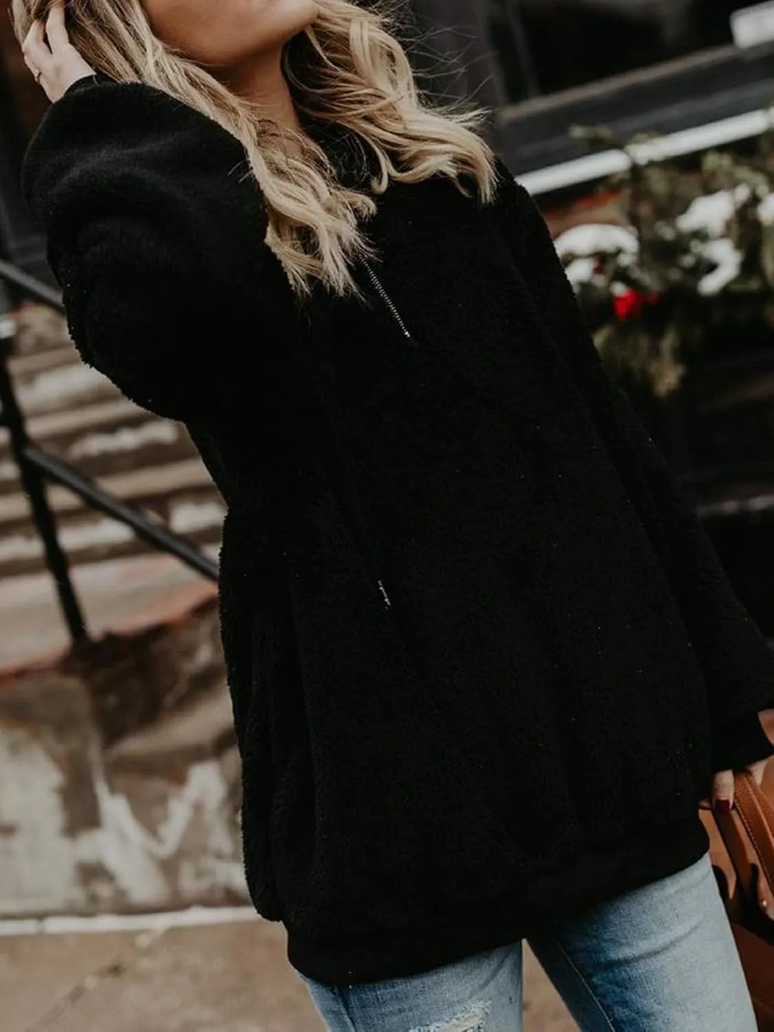 LOAIHA Western Fuzzy Fleece Hoodies for women Aztec Print Half Zip Sherpa Pullover Oversized Tribal Graphic Sweatshirts