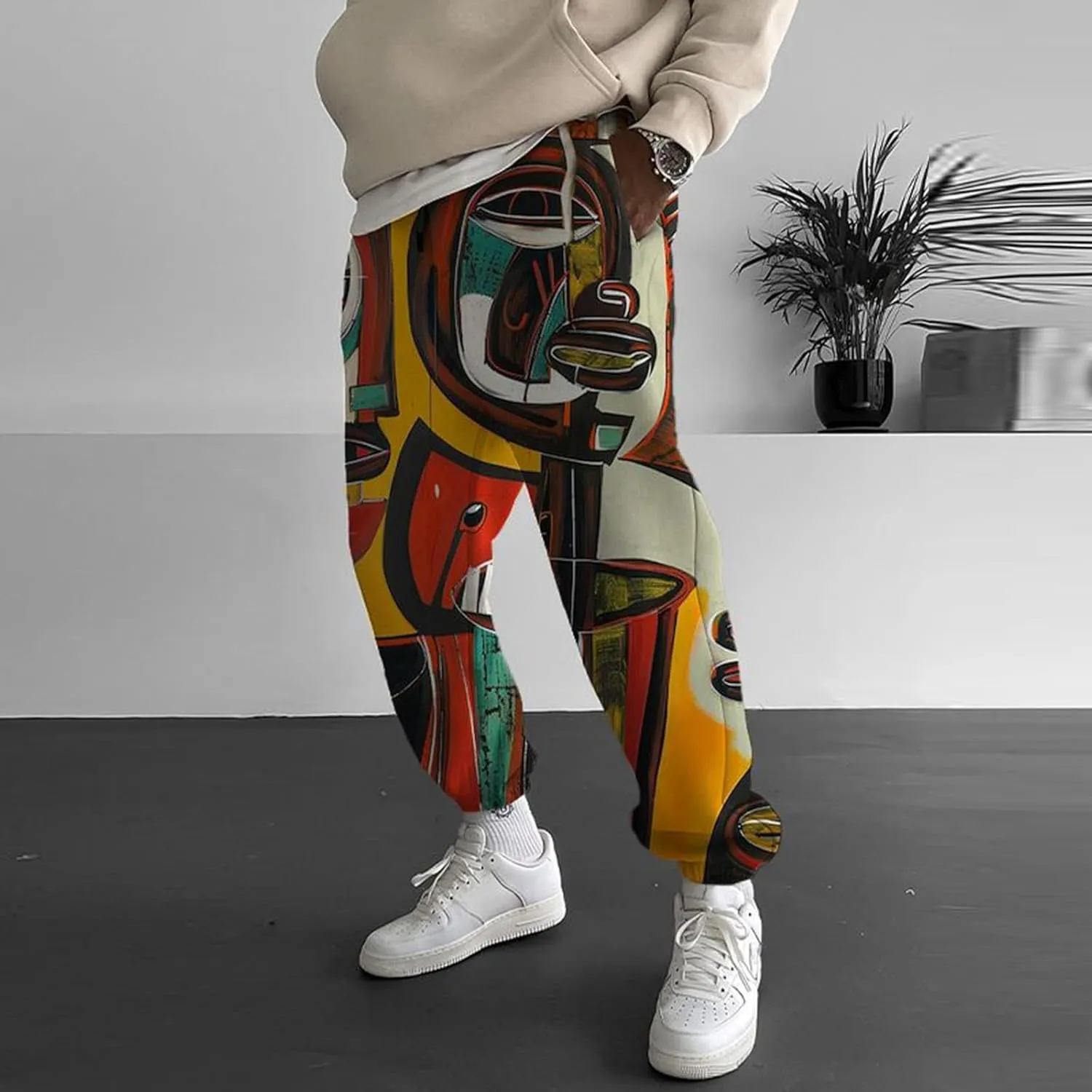 Long Sports Pants Print Fashion Street Feel Casual Sweatpants Mens Japanese Art Graphic Printed Casual Pants Hammer