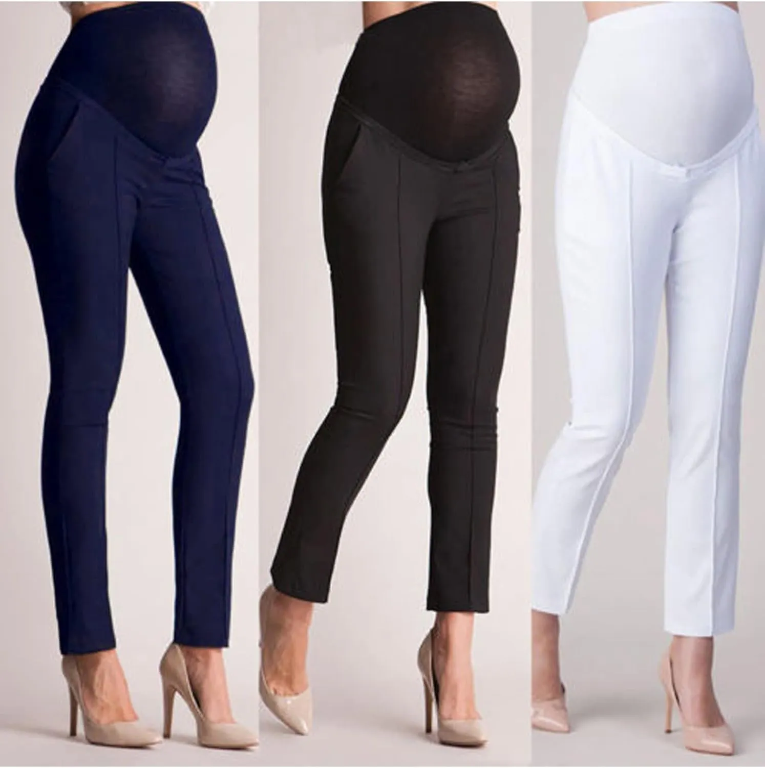 Maternity Pants Pregnant Women High Waist Work Office Straight Leg Pants Trousers