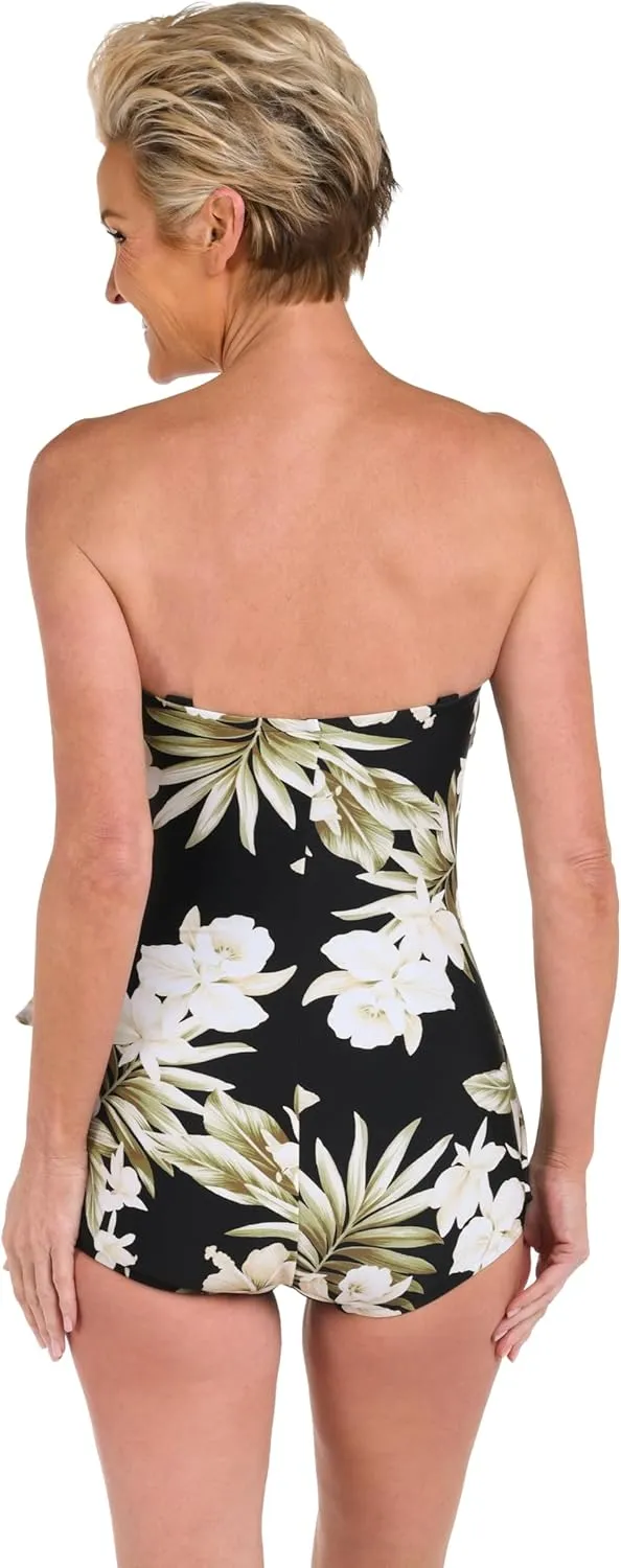 Maxine Of Hollywood Women's Standard Bandeau Sarong One Piece Swimsuit