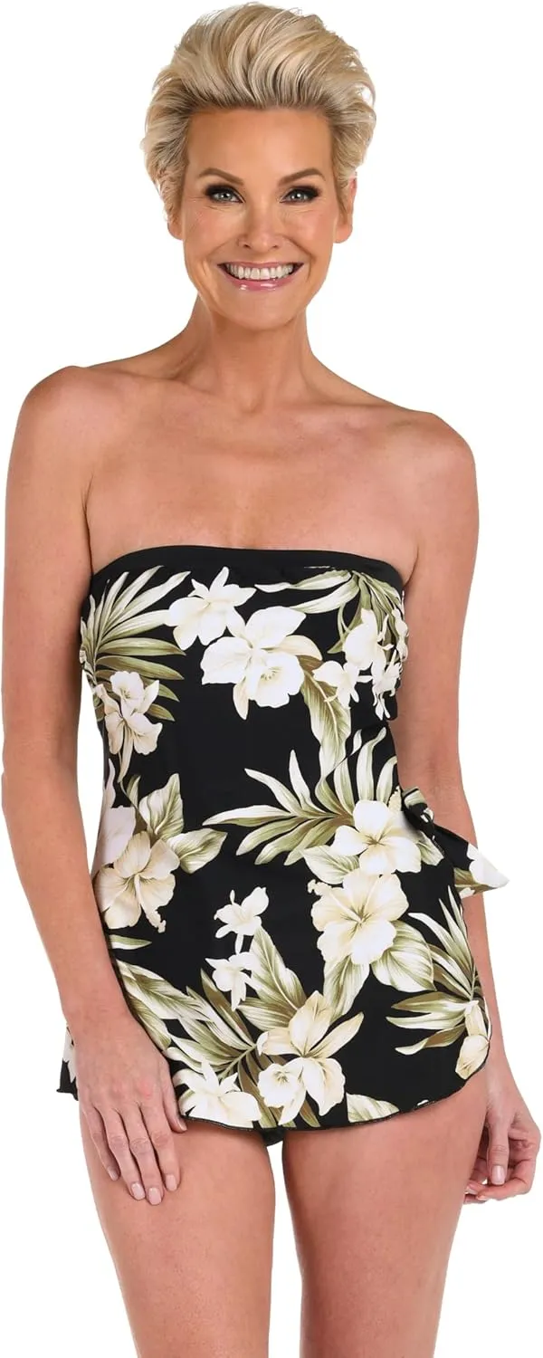 Maxine Of Hollywood Women's Standard Bandeau Sarong One Piece Swimsuit