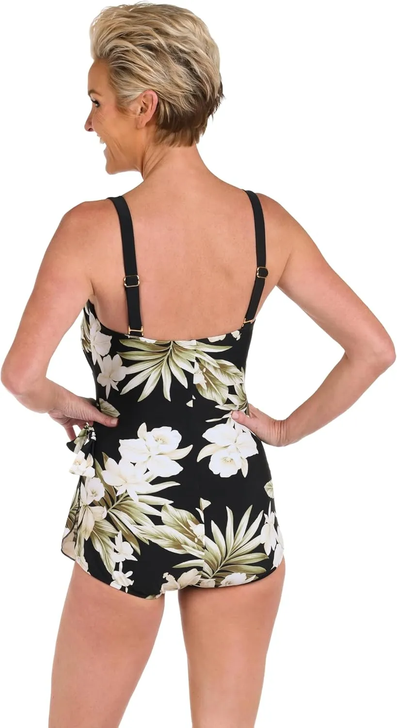 Maxine Of Hollywood Women's Standard Bandeau Sarong One Piece Swimsuit