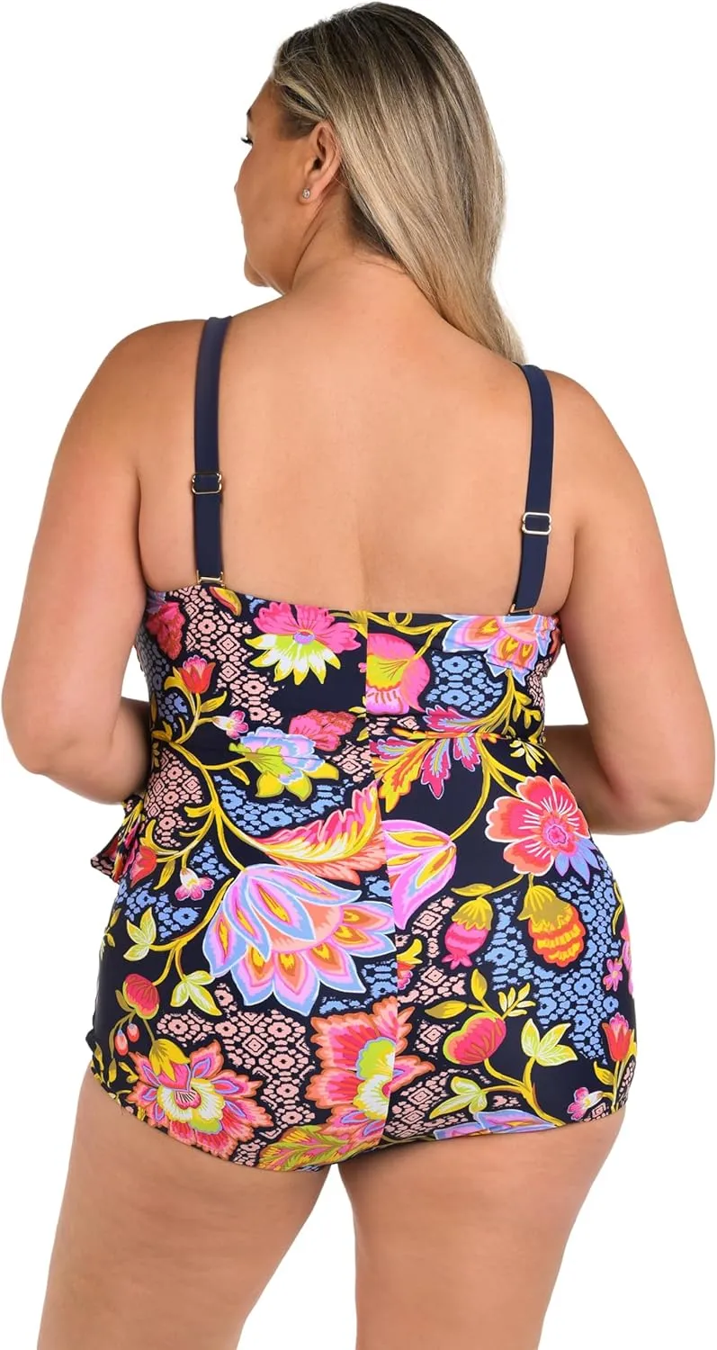 Maxine Of Hollywood Women's Standard Bandeau Sarong One Piece Swimsuit