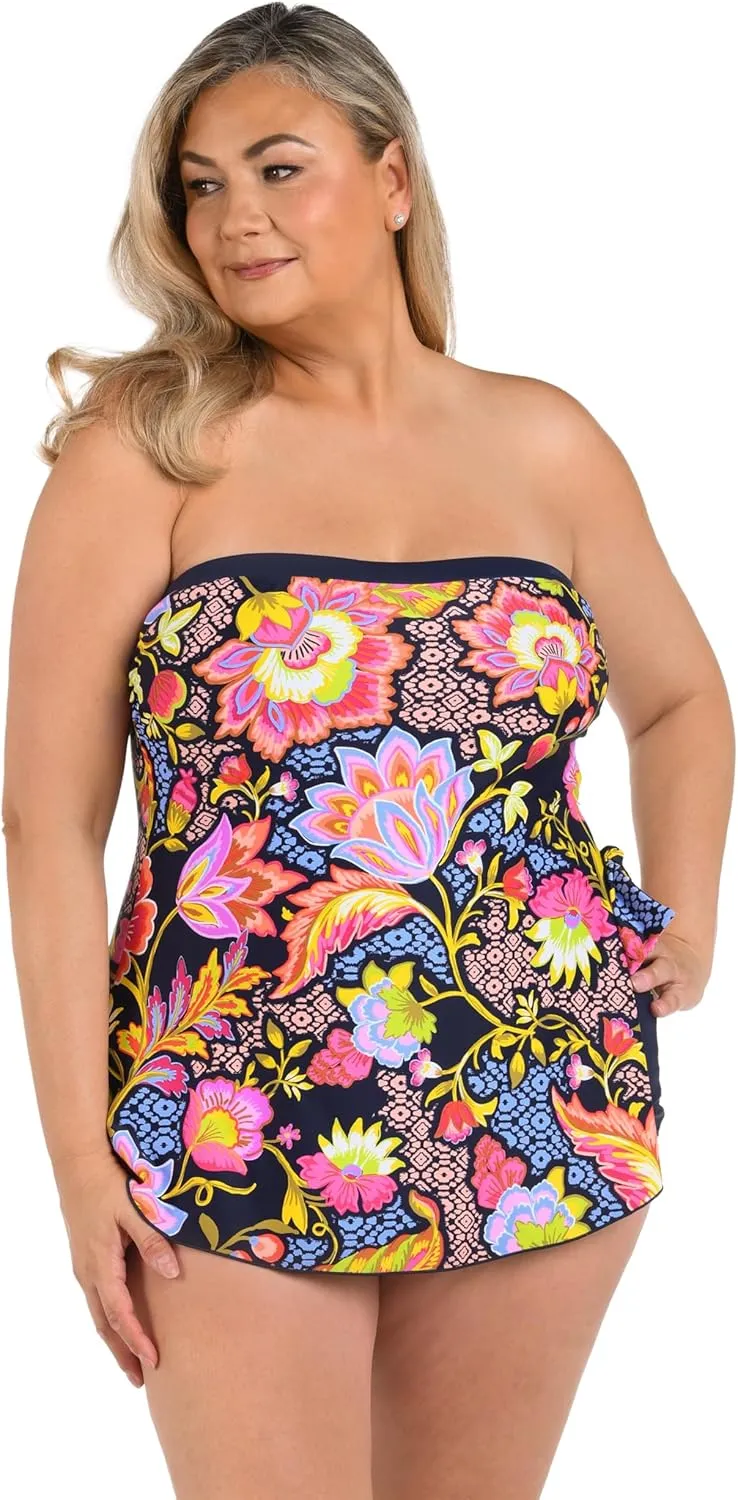 Maxine Of Hollywood Women's Standard Bandeau Sarong One Piece Swimsuit