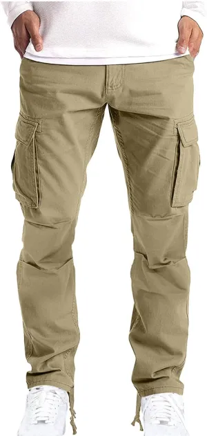 Men's Cargo Pants Slim Fit Casual Stretchy Sweatpants Active Athletic Fashion Jogger Hiking Pants Military Combat Pants