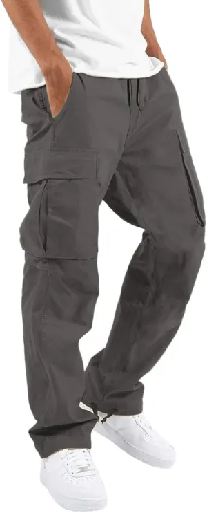Men's Cargo Pants Straight Leg Joggers Lightweight Hiking Pants Outdoor Fashion Streetwear Trousers with Pockets