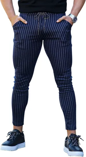 Mens Comfy Solid Stretch Skinny Pants Fashion Style Flat-Front Casual Slim Fit Business Dress Chinos Pants