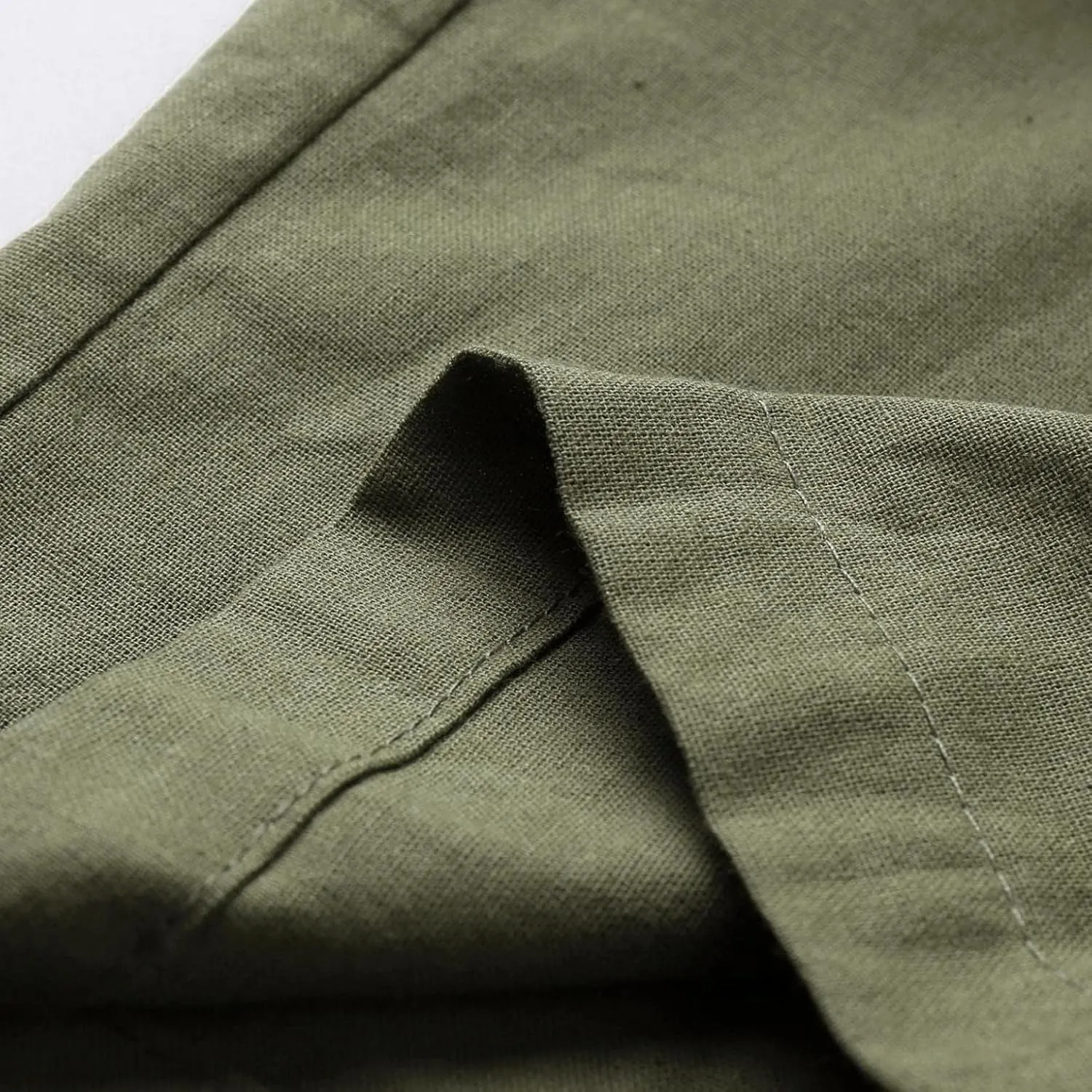 Men's Cotton Linen Pants Drawstring Baggy Hippie Trousers Regular Fit Wide Leg Trousers Lightweight Thin Comfy Pants