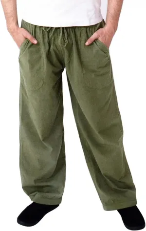Men's Cotton Linen Pants Drawstring Baggy Hippie Trousers Regular Fit Wide Leg Trousers Lightweight Thin Comfy Pants