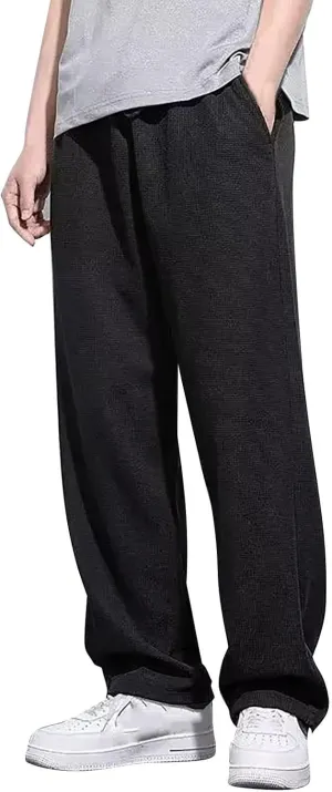 Men's Fleece Cargo Sweatpants Middle Waist Denim Long Hiking Pants Athletic Workout Jogger Sweatpants for Men