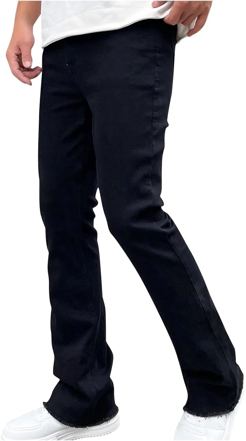 Men's Slim Fit Bootcut Jeans Stretch Denim Casual Stylish Retro Faded Wash Versatile Everyday Relaxed Durable