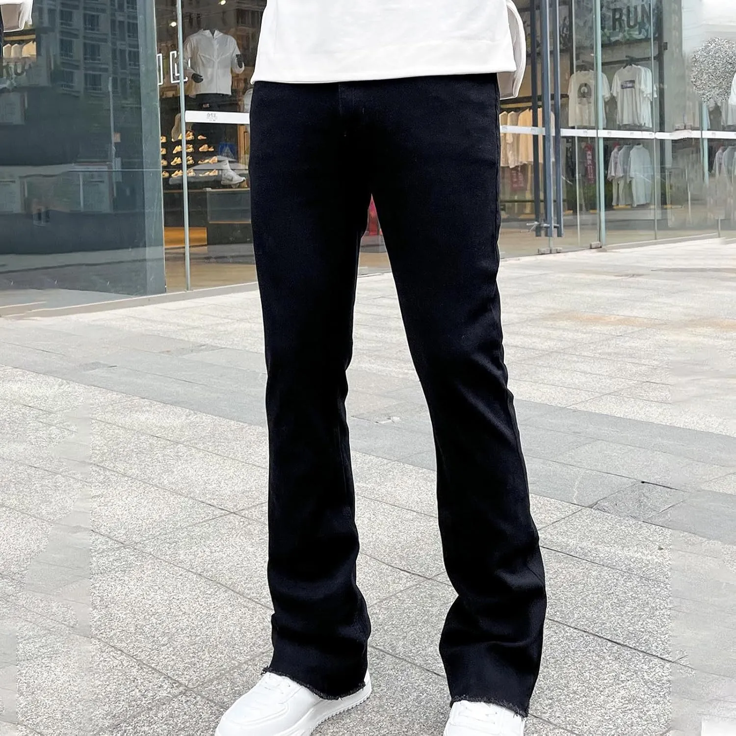 Men's Slim Fit Bootcut Jeans Stretch Denim Casual Stylish Retro Faded Wash Versatile Everyday Relaxed Durable
