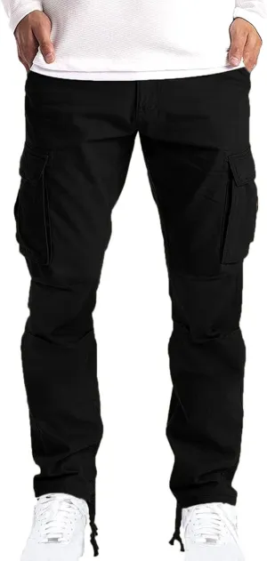 Mens Sweatpants Cotton Workout Active Athletic Hiking Pants with Pockets Slim Fit Outdoor Tactical Jogger Cargo Pants