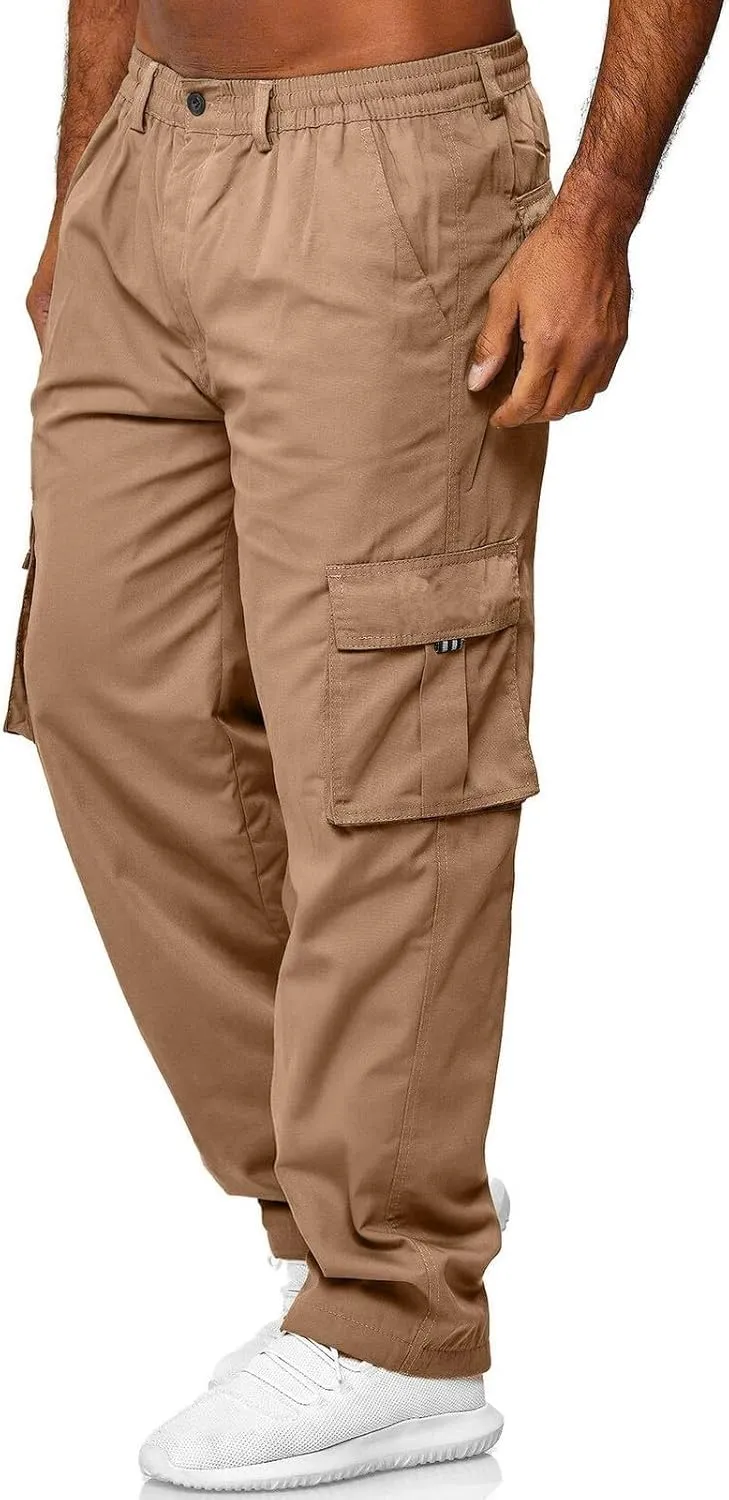 Mens Zip Joggers Pants Mens Fashion Casual Loose Cotton Plus Size Pocket Elastic Waist Pants Trousers Stretch