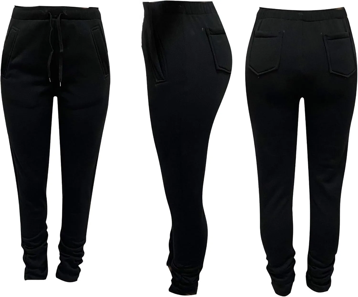 Molisry Women Stacked Sweatpants Fleece Drawstring High Waist Legging Jogger for Fall