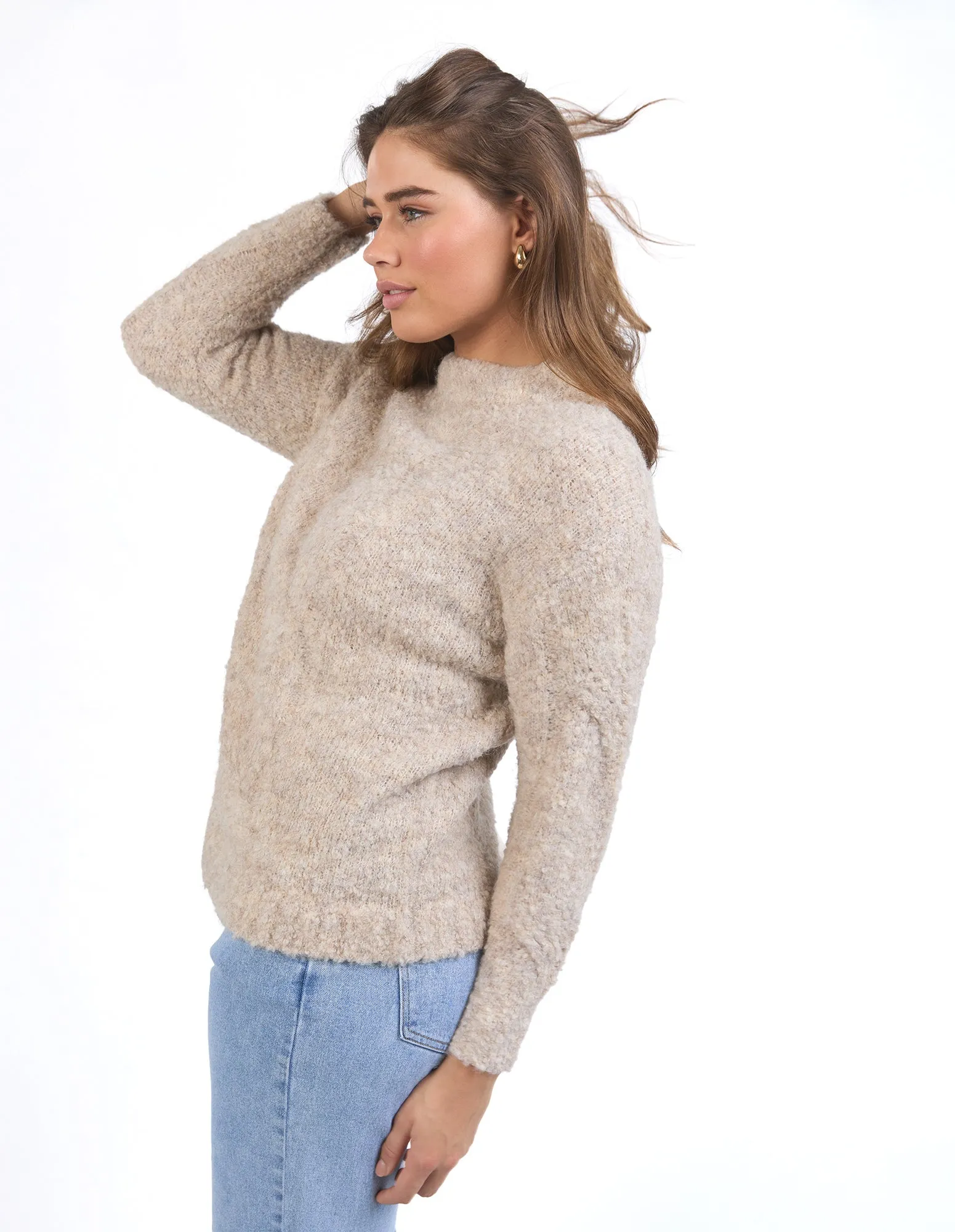 Monnet Knit Crew - Mushroom