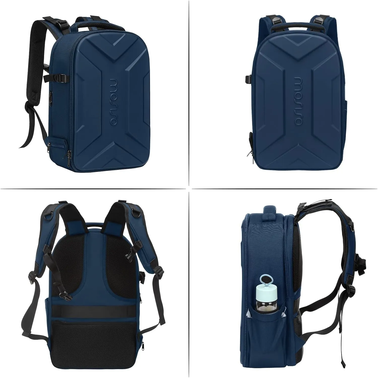 MOSISO Camera Backpack, DSLR/SLR/Mirrorless Photography Camera Bag Waterproof Artistic Geometric Hardshell Case with Tripod Holder&15-16 inch Laptop Compartment for Canon/Nikon/Sony, Steel Blue