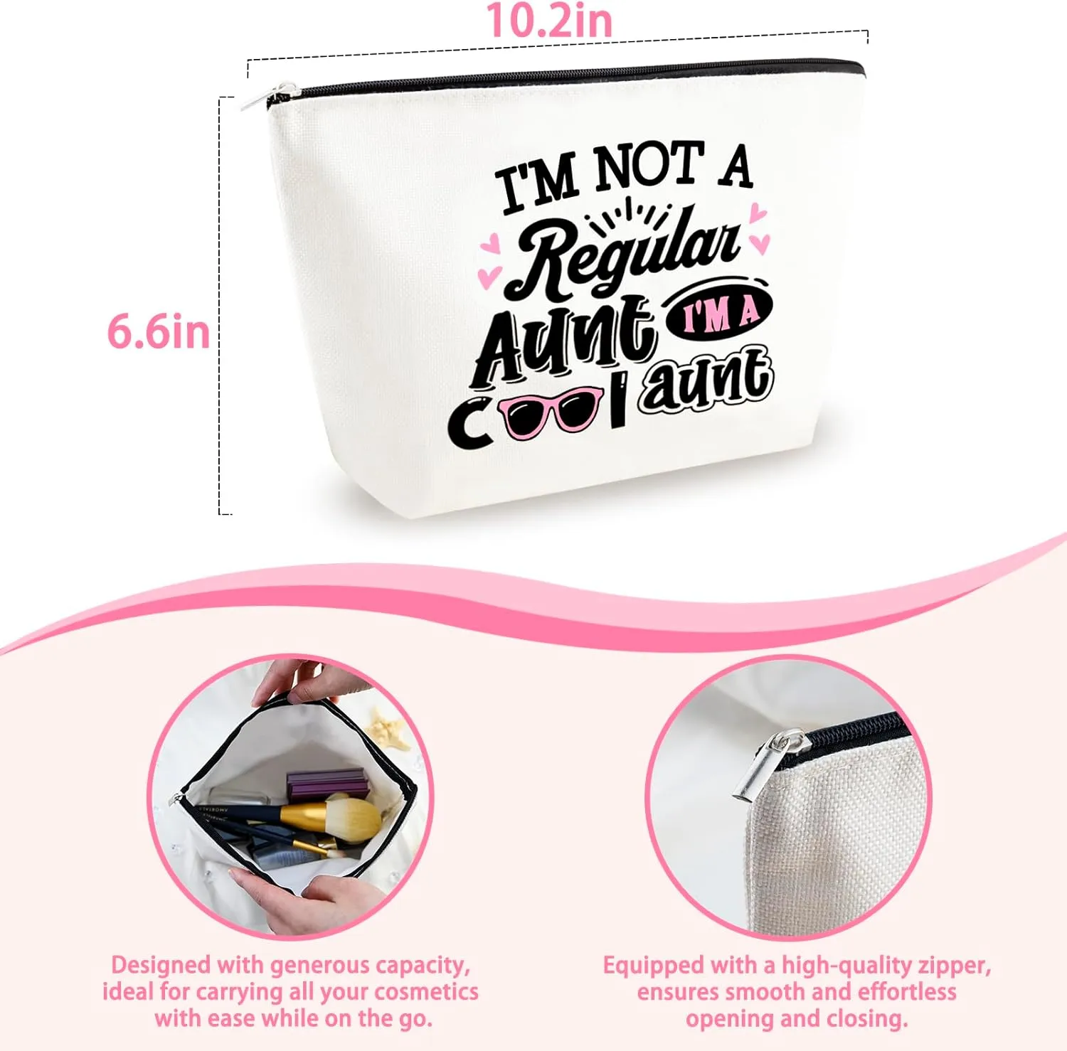 Mothers Day Gifts for Aunt from Niece Aunt Bag Gifts for Aunts from Niece Nephew Auntie Gift Ideas Auntie Makeup Bag Travel Toiletry Bags Cosmetic Pouch Snacks Zipper Pouch Mothers Day Present