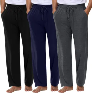 Neer 3 Pack Baggy Sweatpants for Men Knit Lightweight Lounge Pants Straight Leg Pajama Pant with Pocket