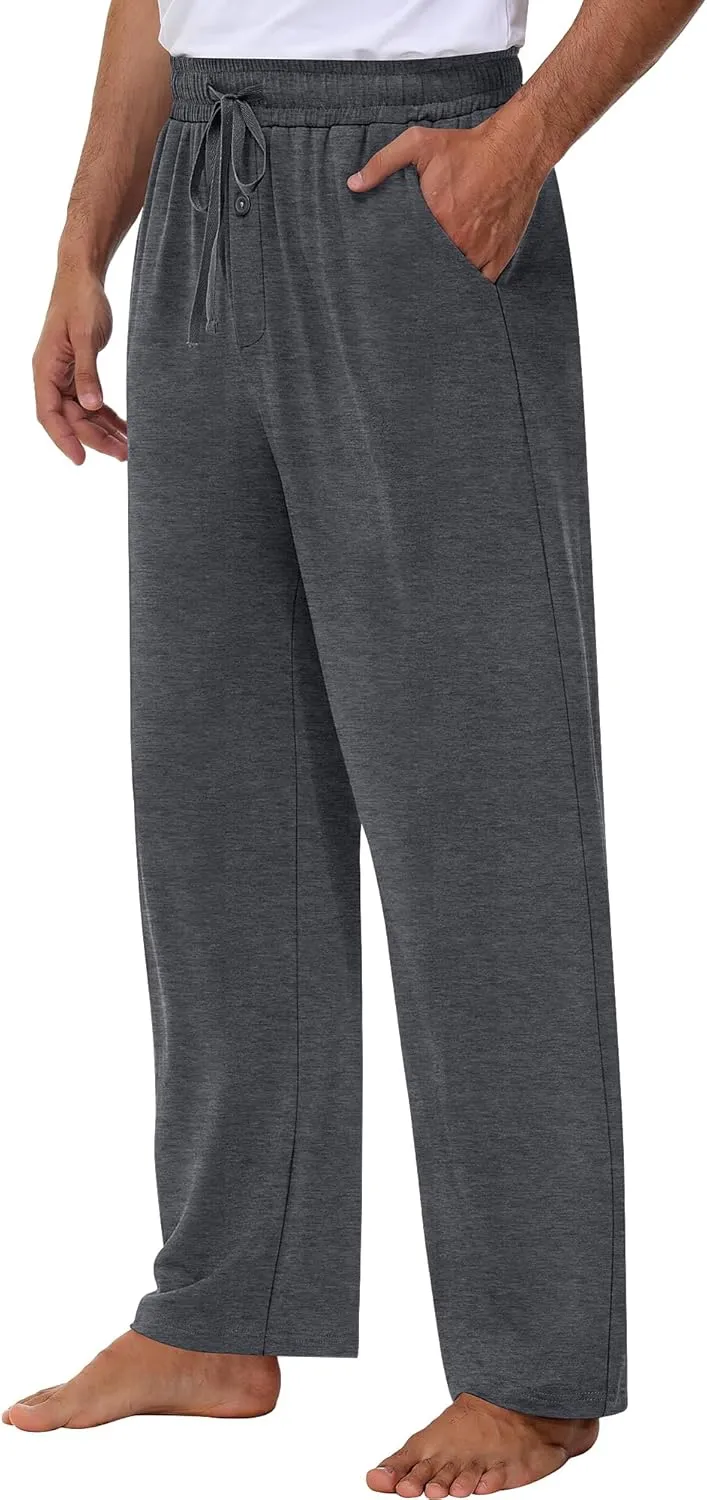 Neer 3 Pack Baggy Sweatpants for Men Knit Lightweight Lounge Pants Straight Leg Pajama Pant with Pocket