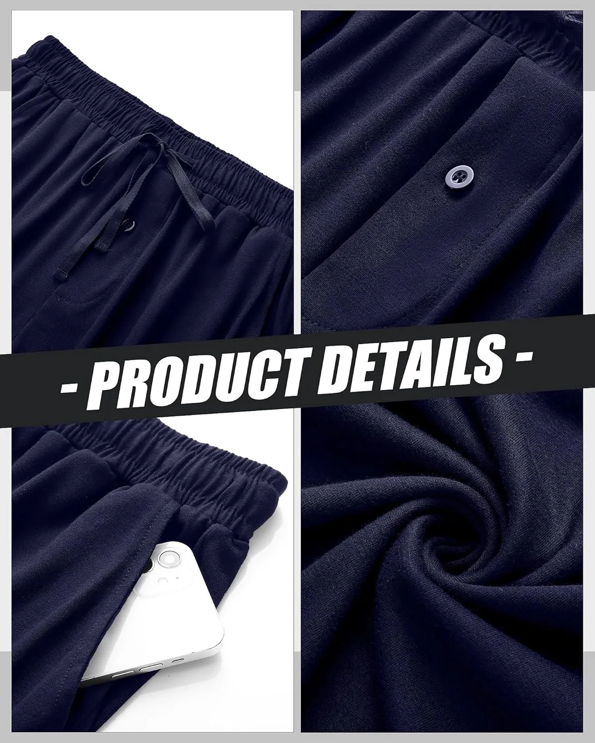 Neer 3 Pack Baggy Sweatpants for Men Knit Lightweight Lounge Pants Straight Leg Pajama Pant with Pocket