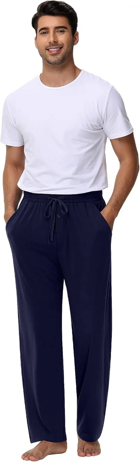 Neer 3 Pack Baggy Sweatpants for Men Knit Lightweight Lounge Pants Straight Leg Pajama Pant with Pocket