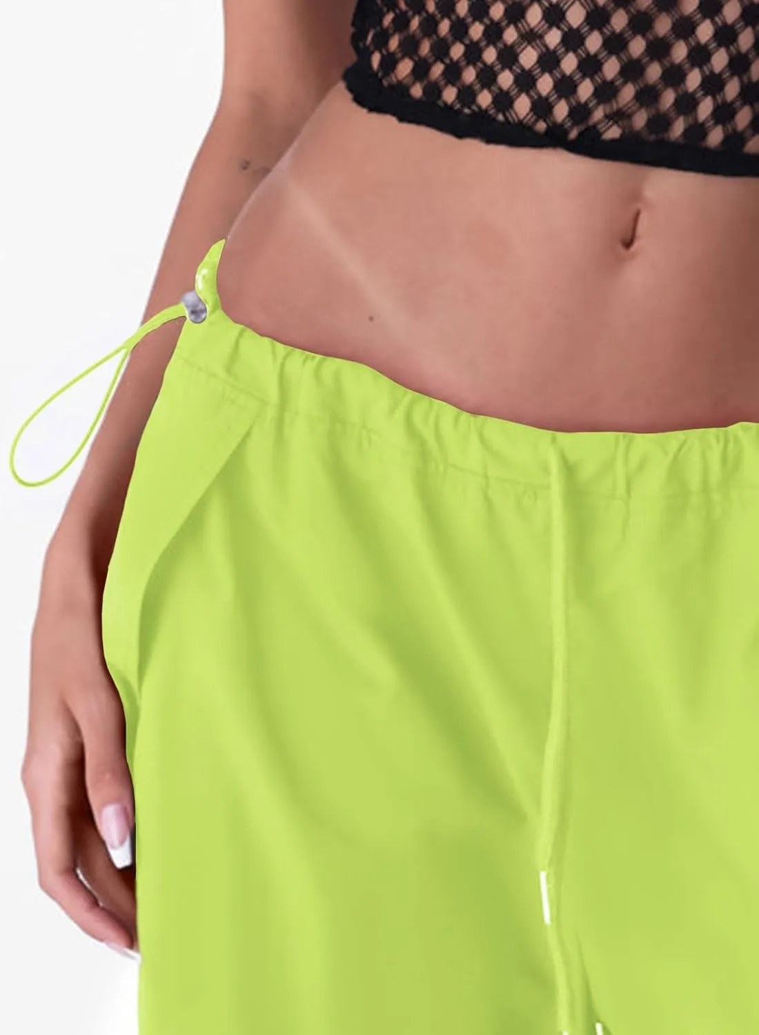 ONIRIKE Womens Parachute Pants Drawstring Elastic Low Waist Sweatpants Loose Baggy Y2K Cargo Pants Trousers with Pockets
