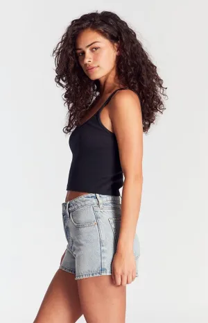 PacSun Women's Light Indigo Button Fly High Waisted Denim Festival Shorts