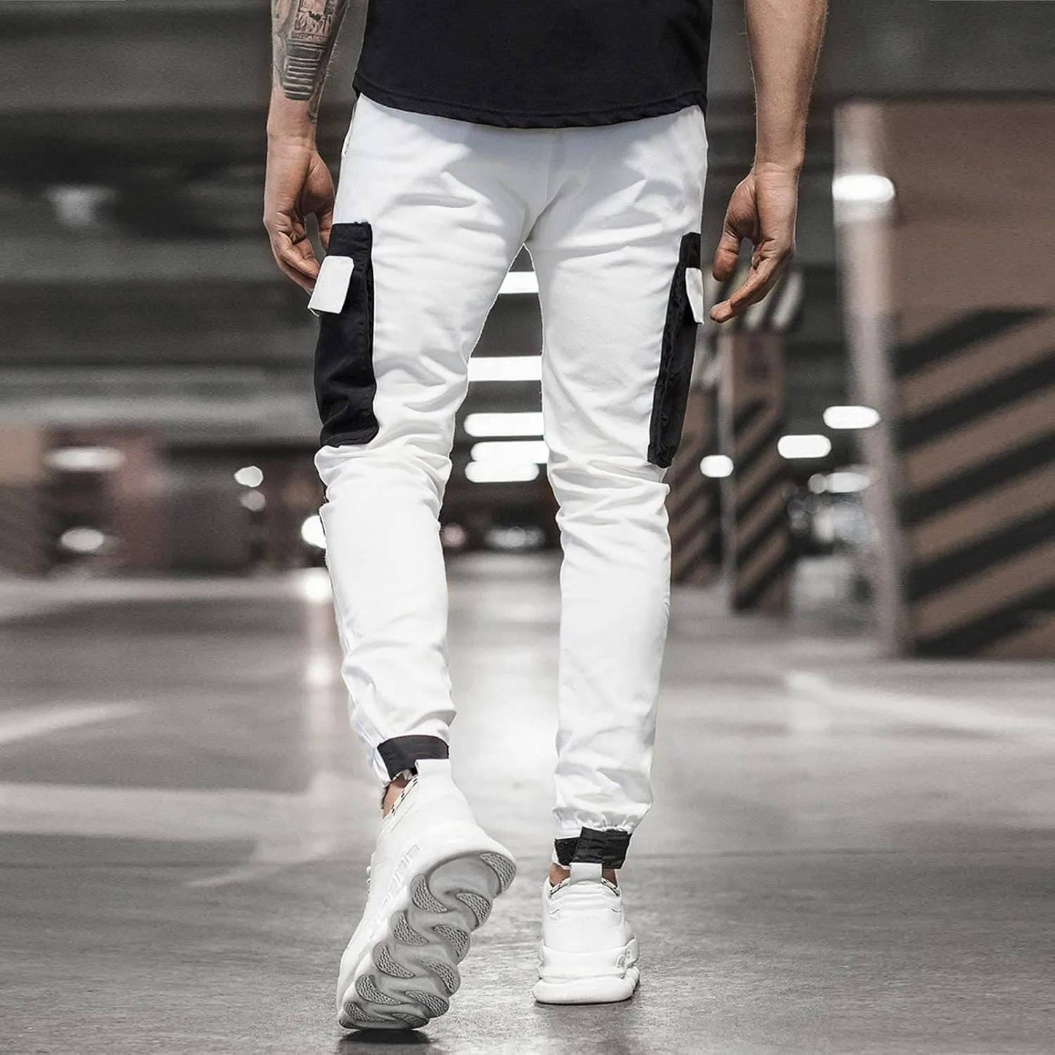 Pantalones para Hombre Chinos Cotton Slim Fit Fitness Workout Casual Jogging Bikers with Pocket Men Sport Running Cargo Pants