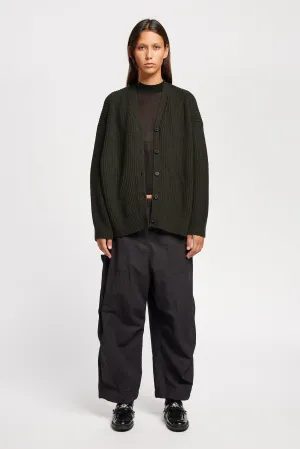 Pause Ribbed Cardigan Darkest Green