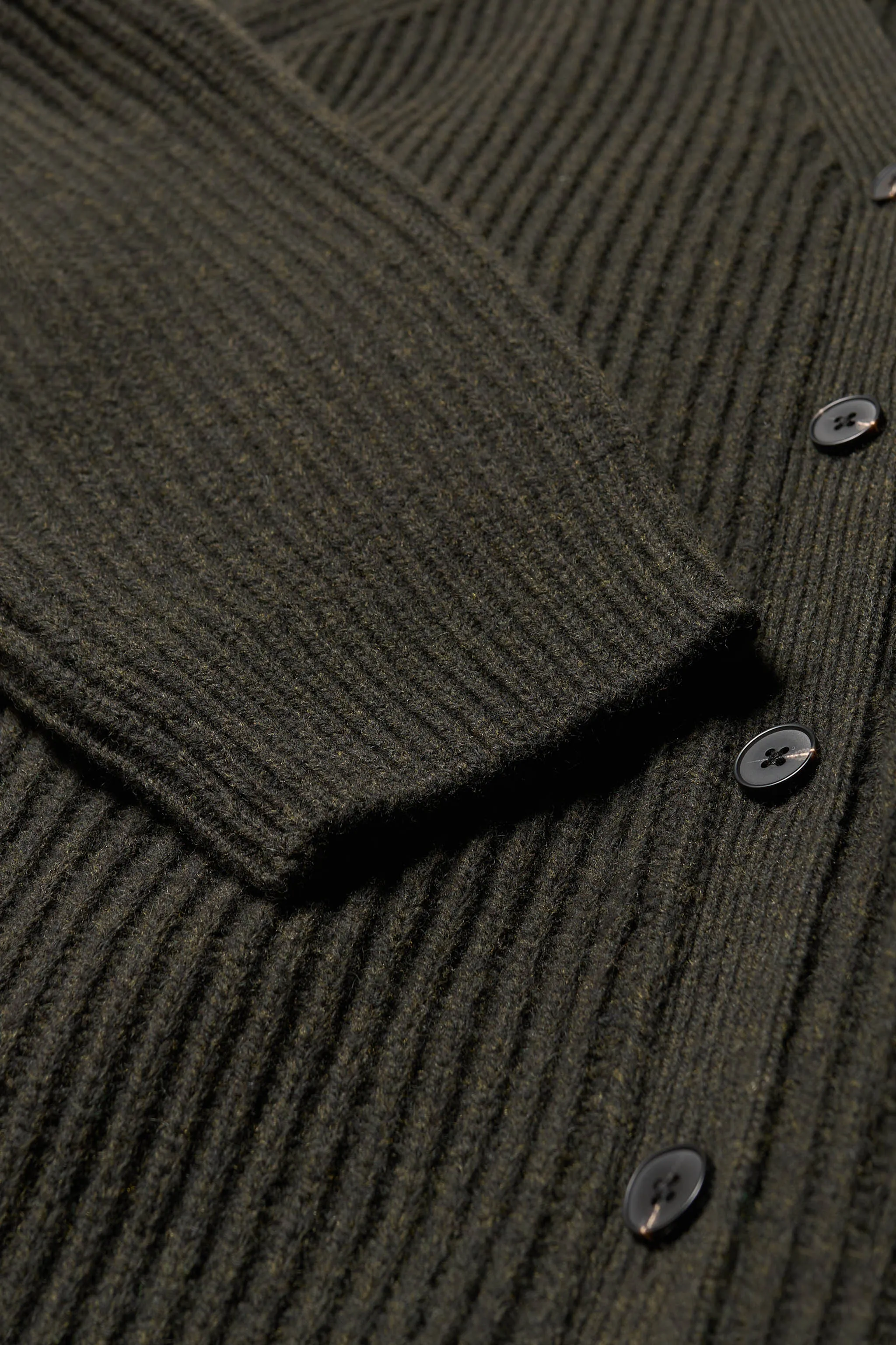 Pause Ribbed Cardigan Darkest Green