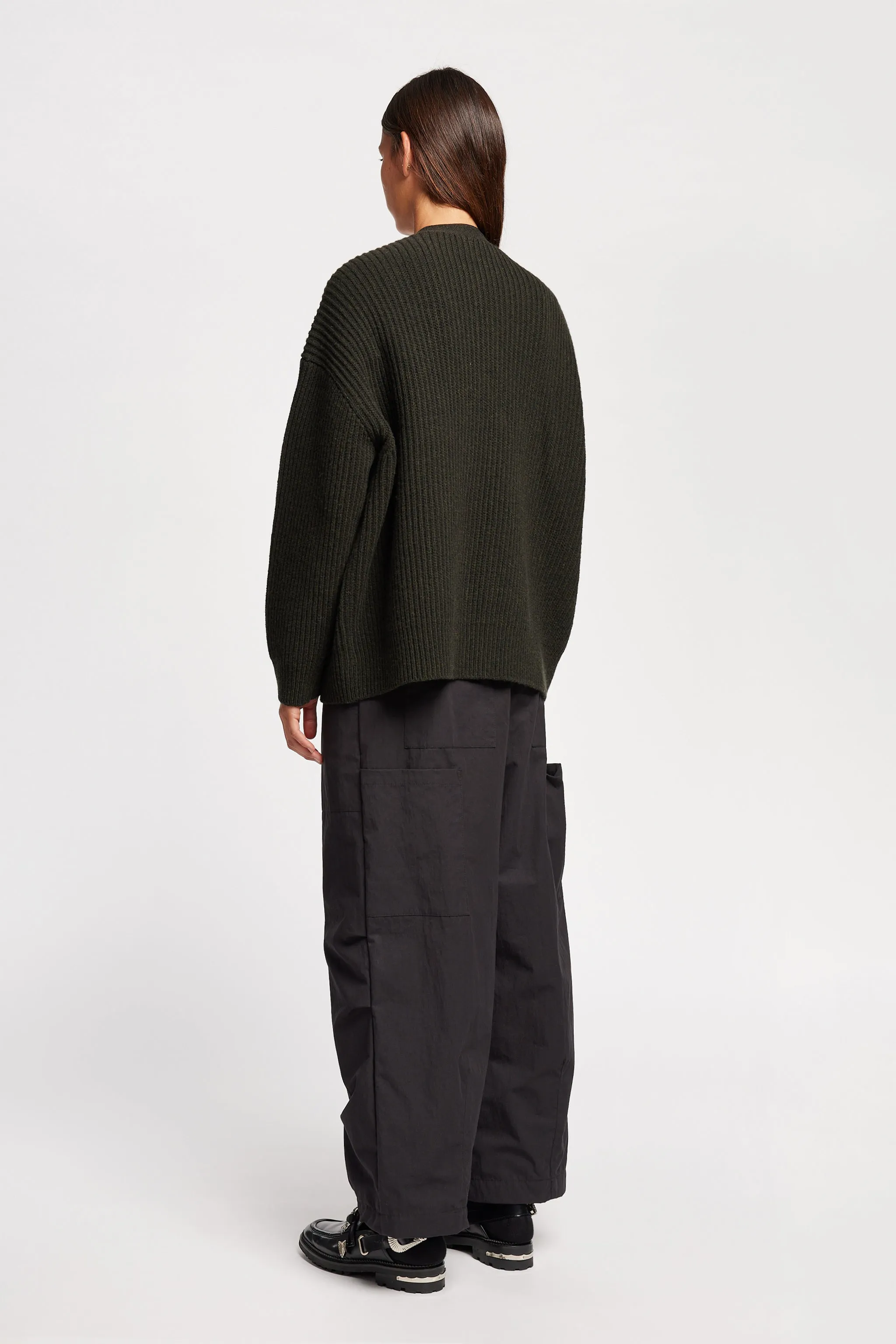 Pause Ribbed Cardigan Darkest Green