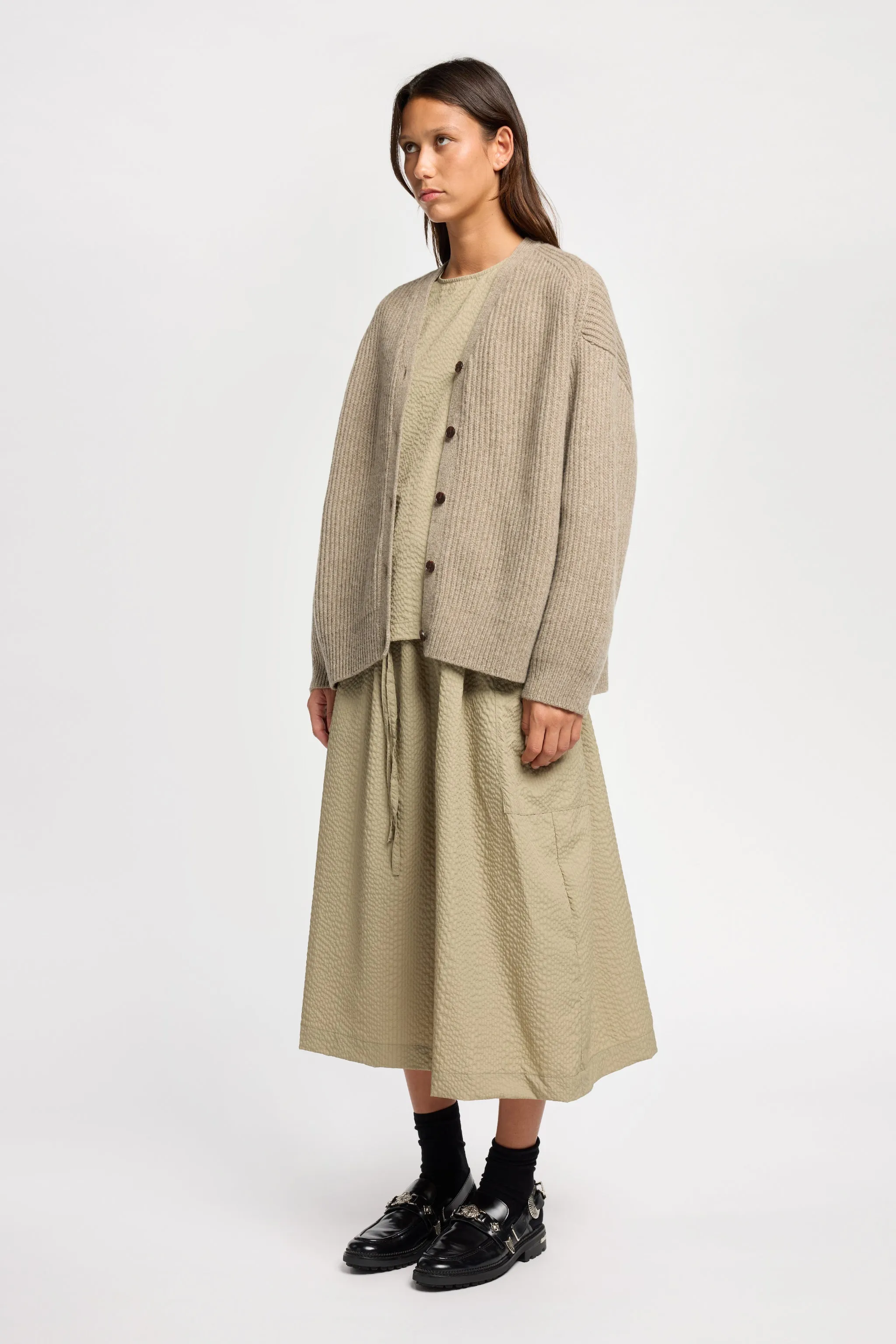 Pause Ribbed Cardigan Taupe