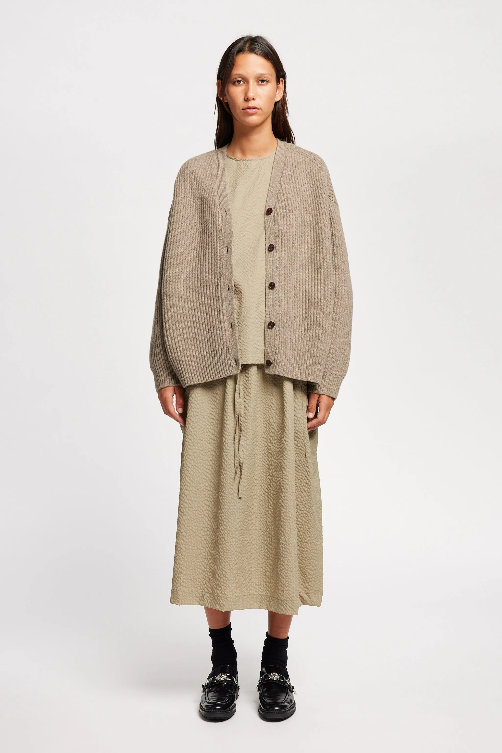 Pause Ribbed Cardigan Taupe