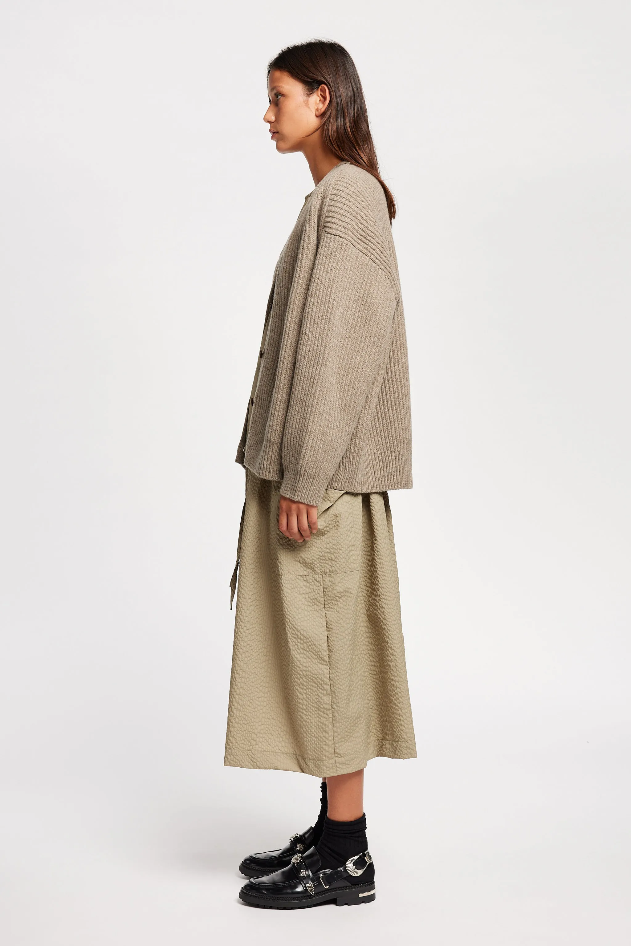 Pause Ribbed Cardigan Taupe