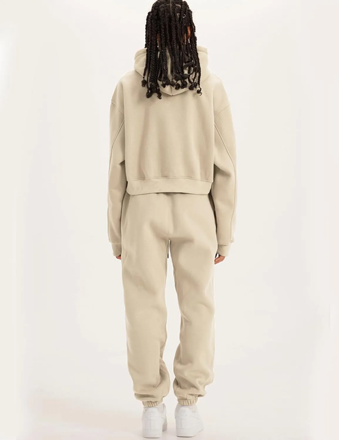 PEHMEA Women's 2 Piece Sweatsuit Outfits, Winter Comfy Lounge Sets for Women, Fleece Hoodies Crop Pullover with Joggers Pants