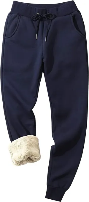 PEHMEA Women's Sherpa Lined Sweatpants Winter Athletic Jogger Fleece Pants