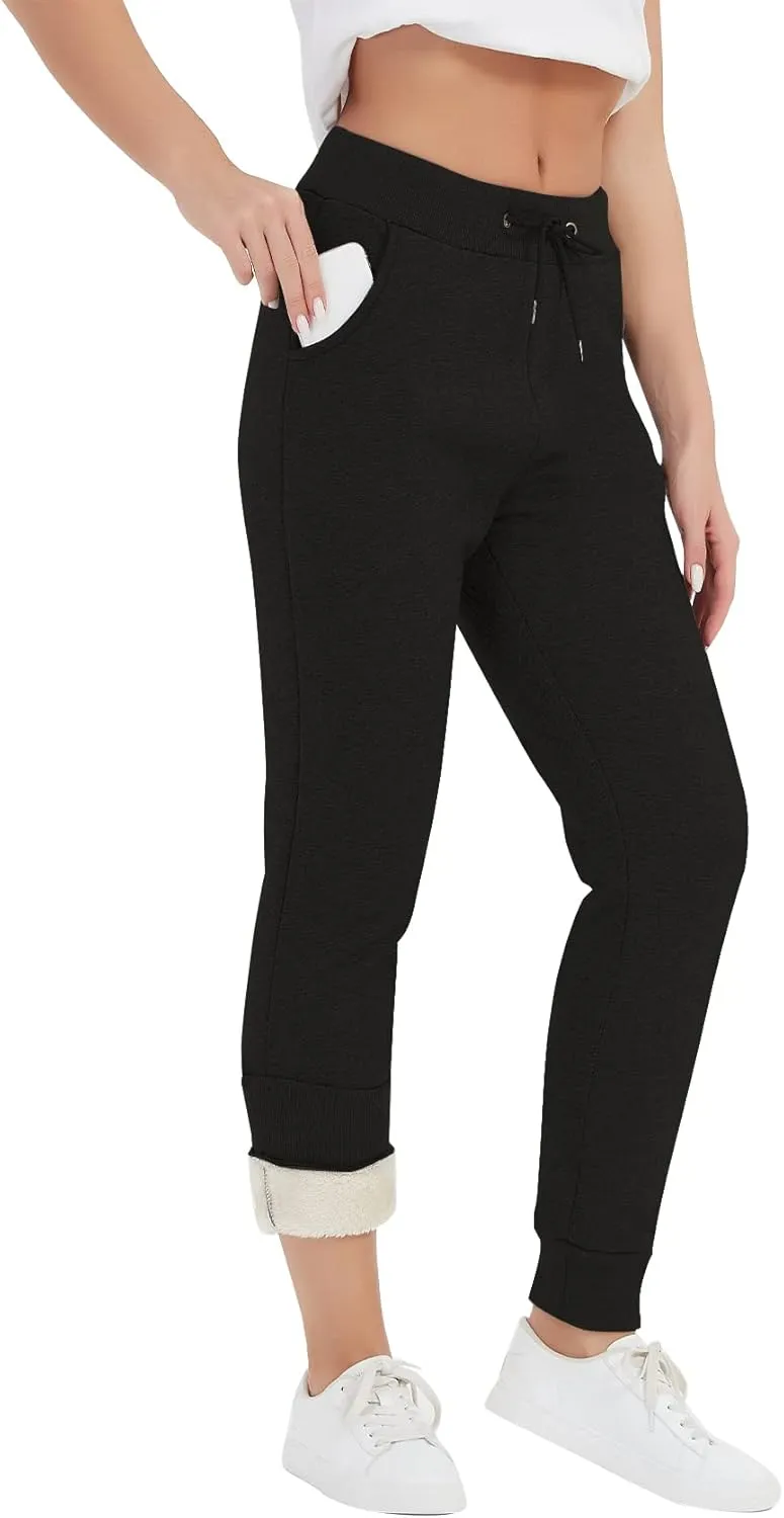 PEHMEA Women's Sherpa Lined Sweatpants Winter Athletic Jogger Fleece Pants