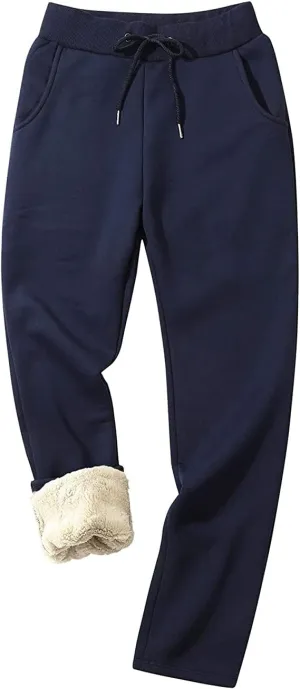PEHMEA Women's Sherpa Lined Sweatpants Winter Athletic Jogger Fleece Pants
