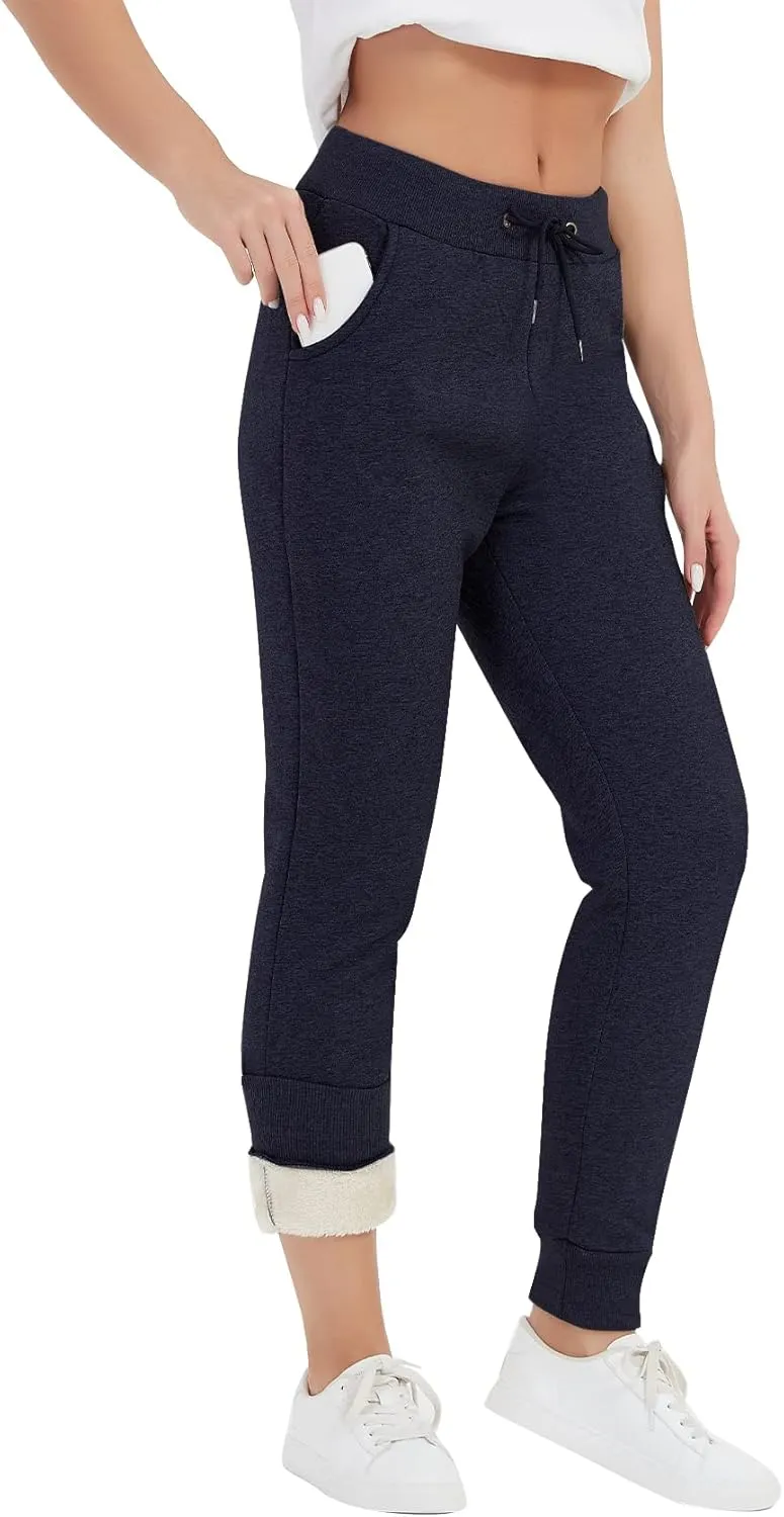 PEHMEA Women's Sherpa Lined Sweatpants Winter Athletic Jogger Fleece Pants
