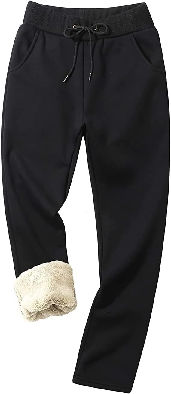 PEHMEA Women's Sherpa Lined Sweatpants Winter Athletic Jogger Fleece Pants