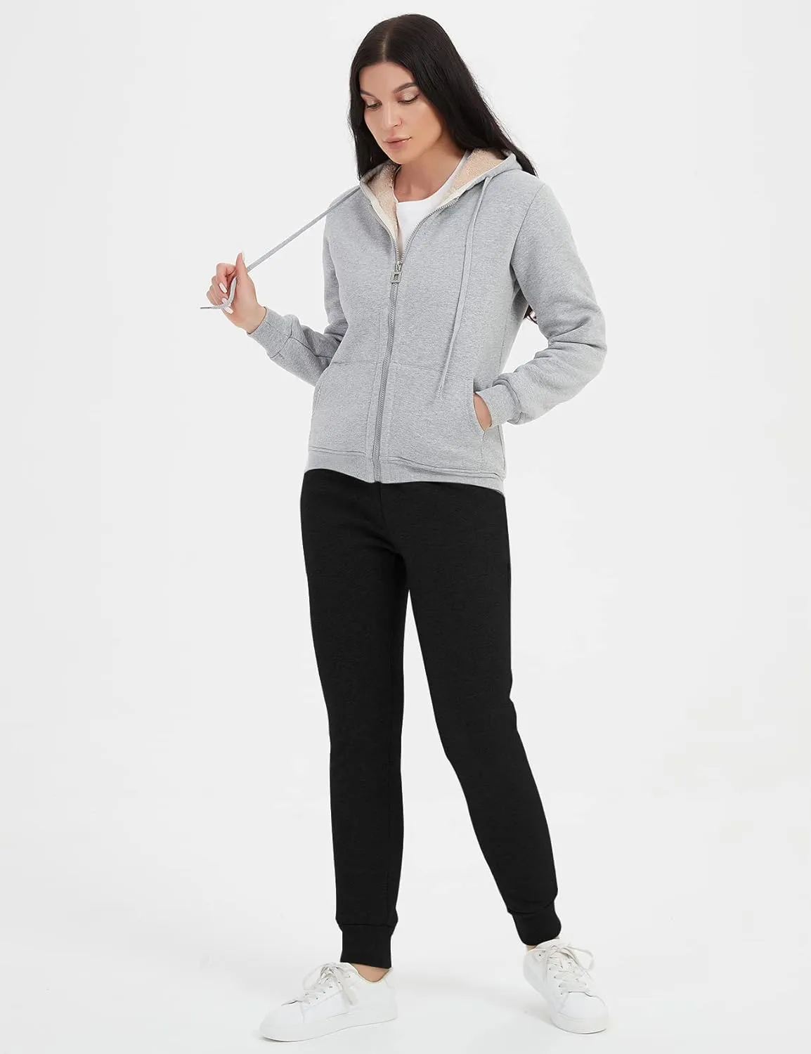 PEHMEA Women's Sherpa Lined Sweatpants Winter Athletic Jogger Fleece Pants